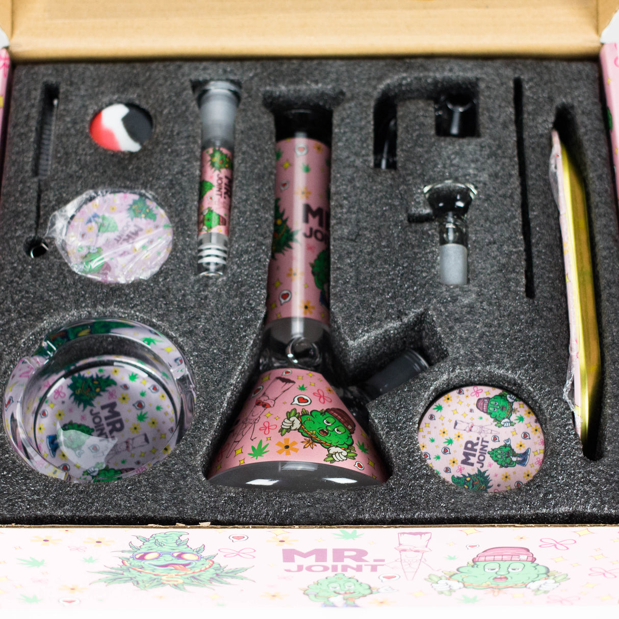 10-in-1 Smoke Set with Mr. Joint Design – Complete Smoking Kit Glass Bong 777 Smoke