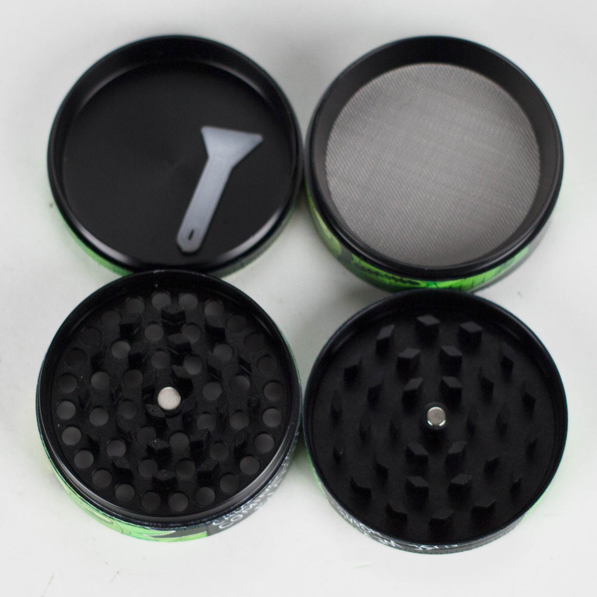 2.2" 4-Layer Metal Grinder with Cartoon Design – Box of 12 Display Pack 777 Smoke