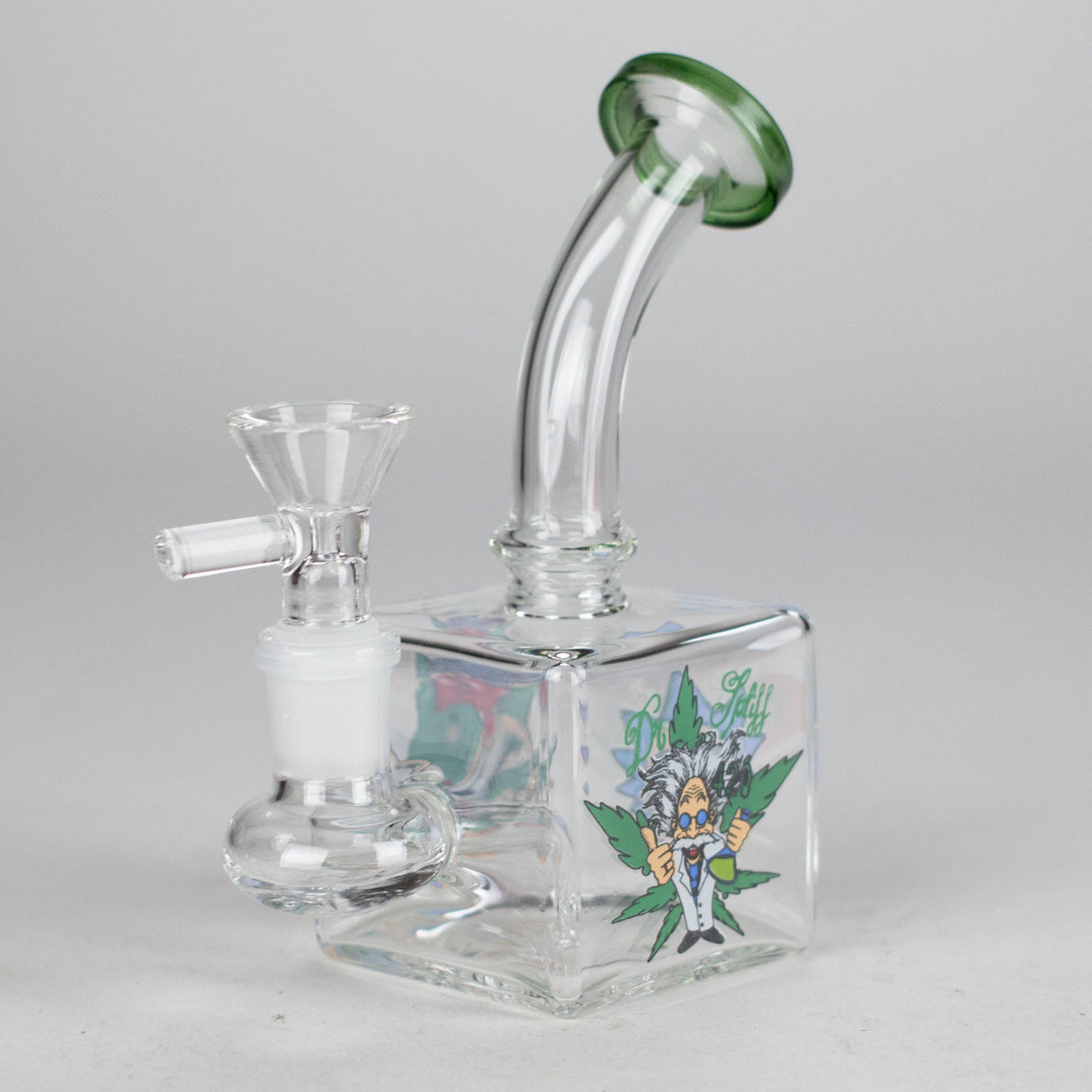 5" Square Glass Bong with Cartoon Design – Color Accented Glass Bong 777 Smoke Design1