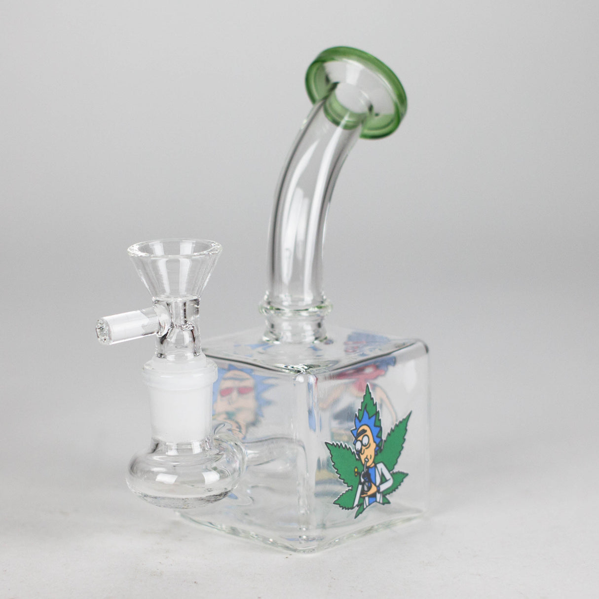 5" Square Glass Bong with Cartoon Design – Color Accented Glass Bong 777 Smoke Design2