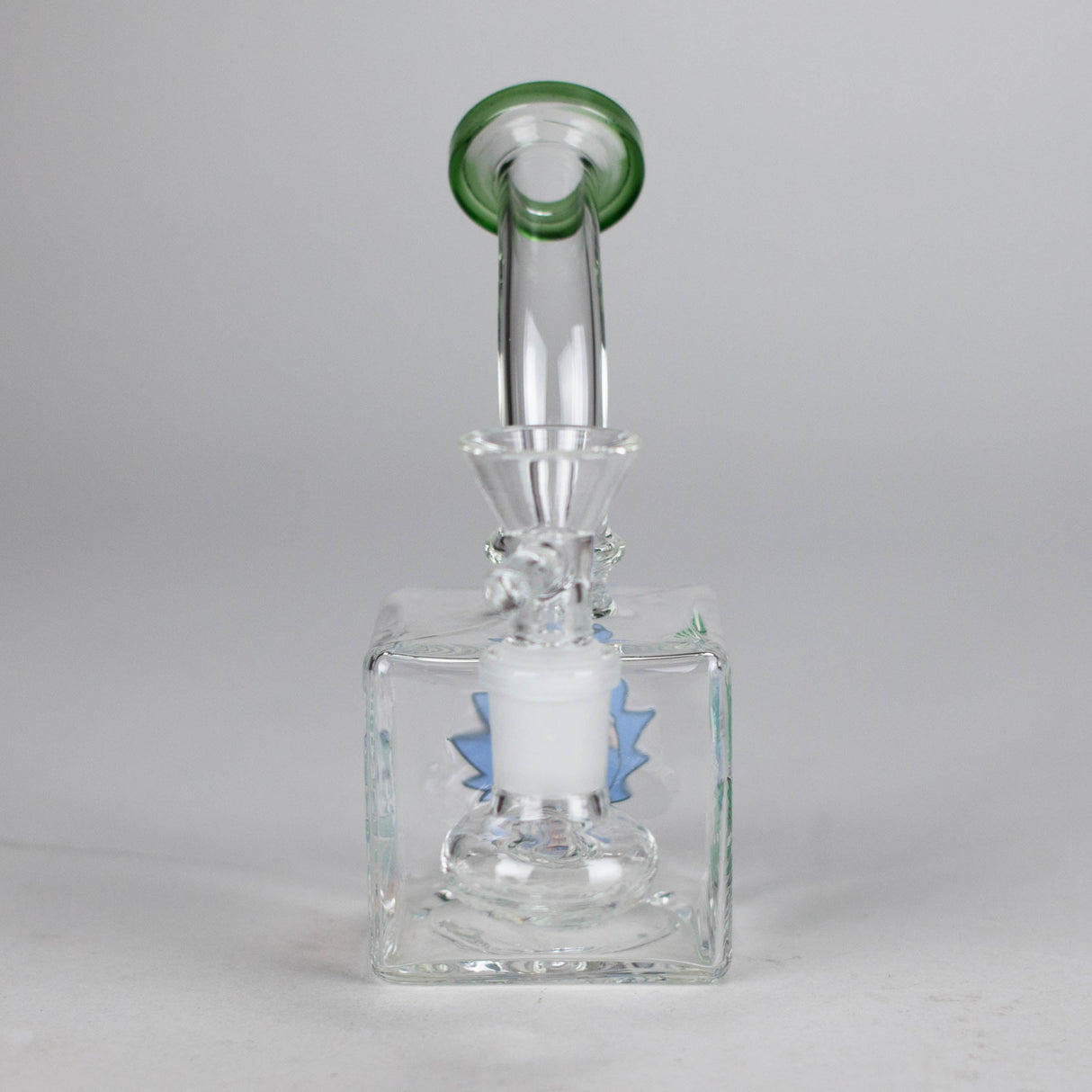 5" Square Glass Bong with Cartoon Design – Color Accented Glass Bong 777 Smoke