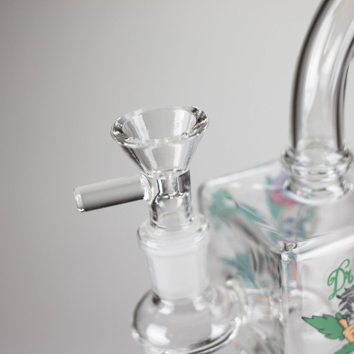5" Square Glass Bong with Cartoon Design – Color Accented Glass Bong 777 Smoke