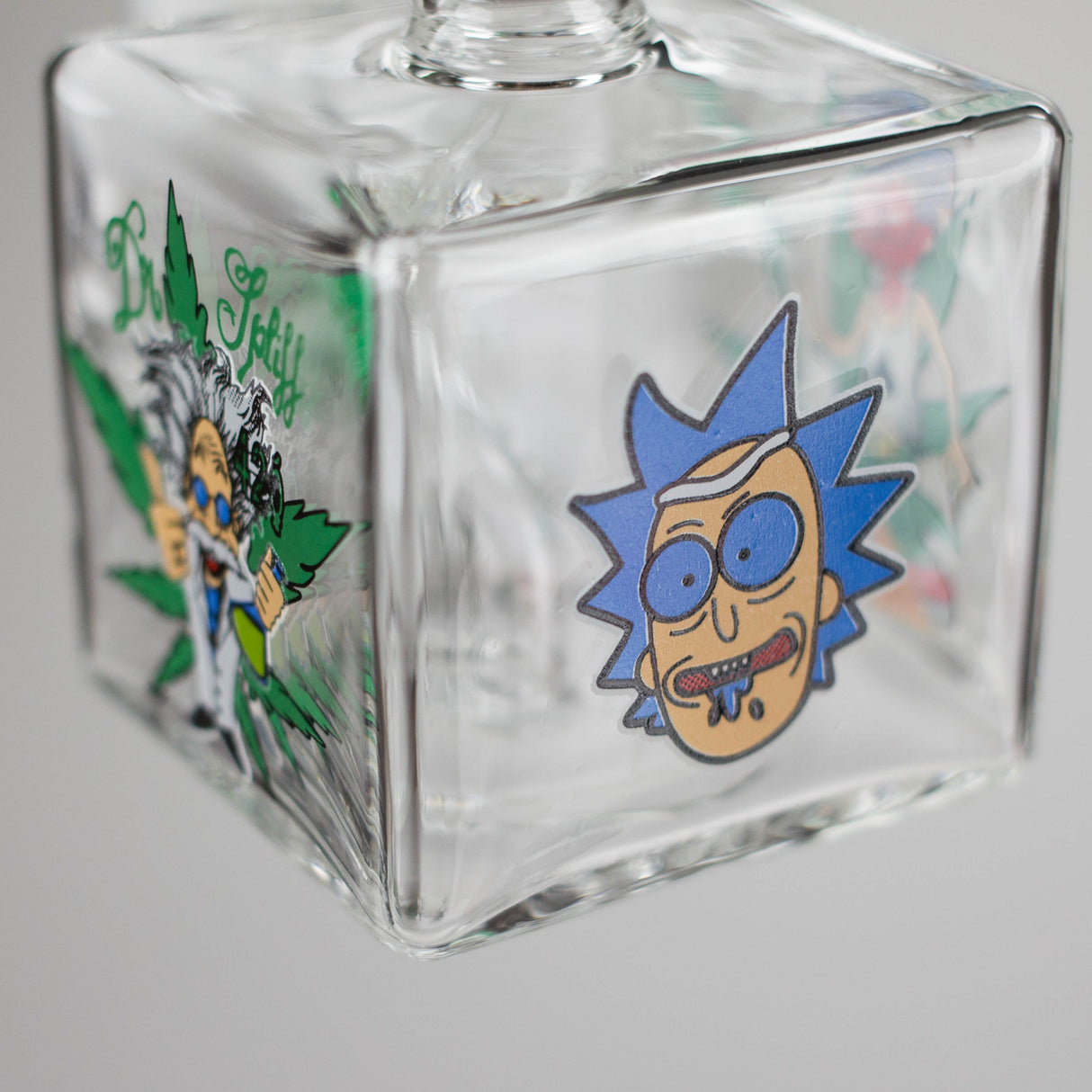 5" Square Glass Bong with Cartoon Design – Color Accented Glass Bong 777 Smoke
