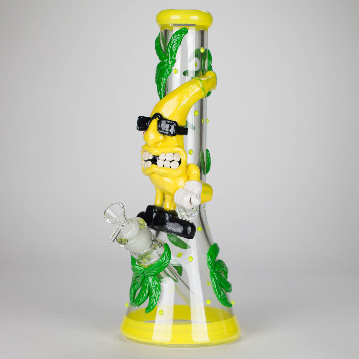 13" Bananabudz Glow in the dark Glass Bong Glass Bong DY Glass Yellow