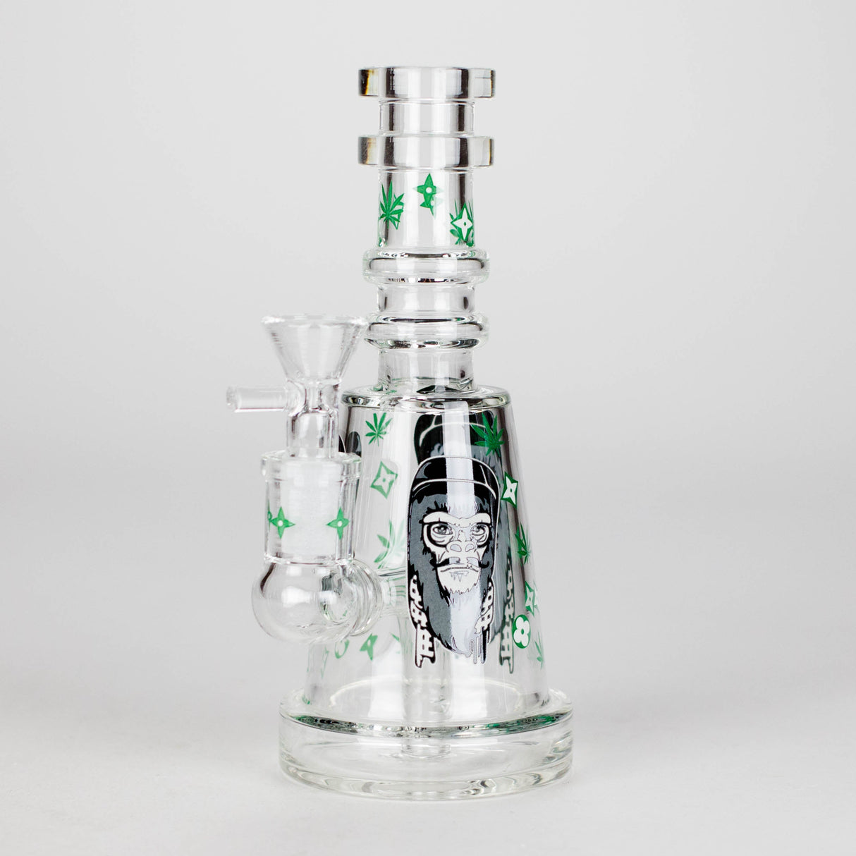 6.5" Gorillux Glow in the dark Glass Bong Glass Bong DY Glass Green (B)