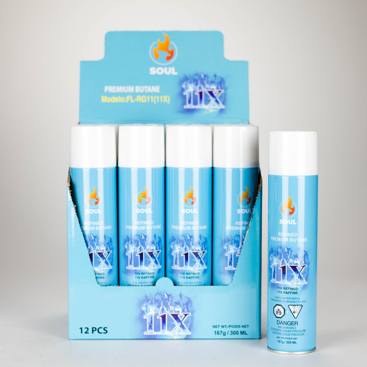Soul | 11X Refined Premium Butane - 300ml- Pack of 12 Butane · Fluid ONE