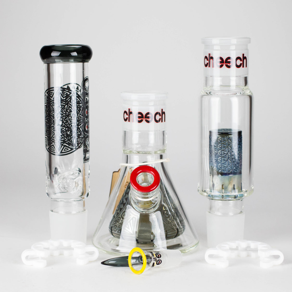 Cheech Glass | 23" Vector Pattern Beaker-in-Beaker Build-a-Bong – CHE-152 Glass Bong Smoking Cat Distribution