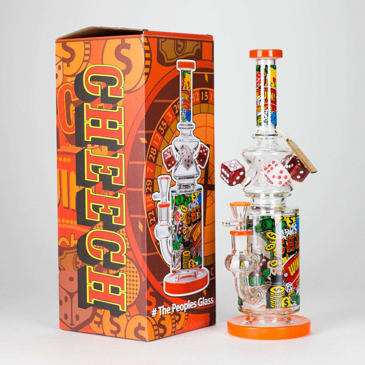 Cheech Glass | 13" Are You Feeling Lucky Waterpipe – CHE-370 Glass Bong Smoking Cat Distribution