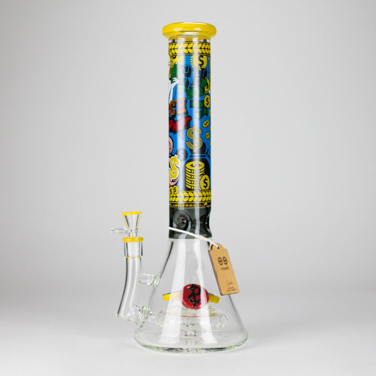 Cheech Glass | 15" Time to Cash Out Stemless Waterpipe – CHE-376 Glass Bong Smoking Cat Distribution