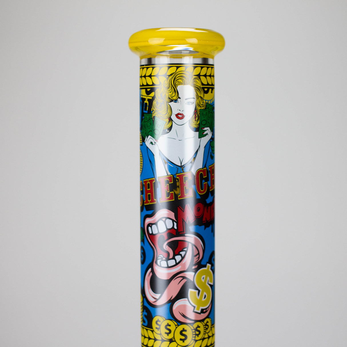 Cheech Glass | 15" Time to Cash Out Stemless Waterpipe – CHE-376 Glass Bong Smoking Cat Distribution