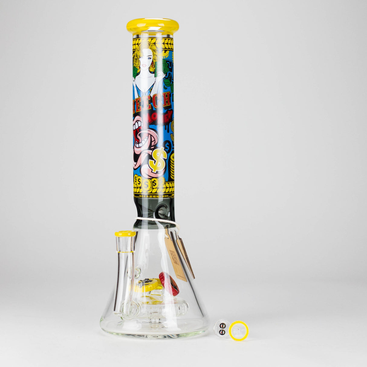Cheech Glass | 15" Time to Cash Out Stemless Waterpipe – CHE-376 Glass Bong Smoking Cat Distribution