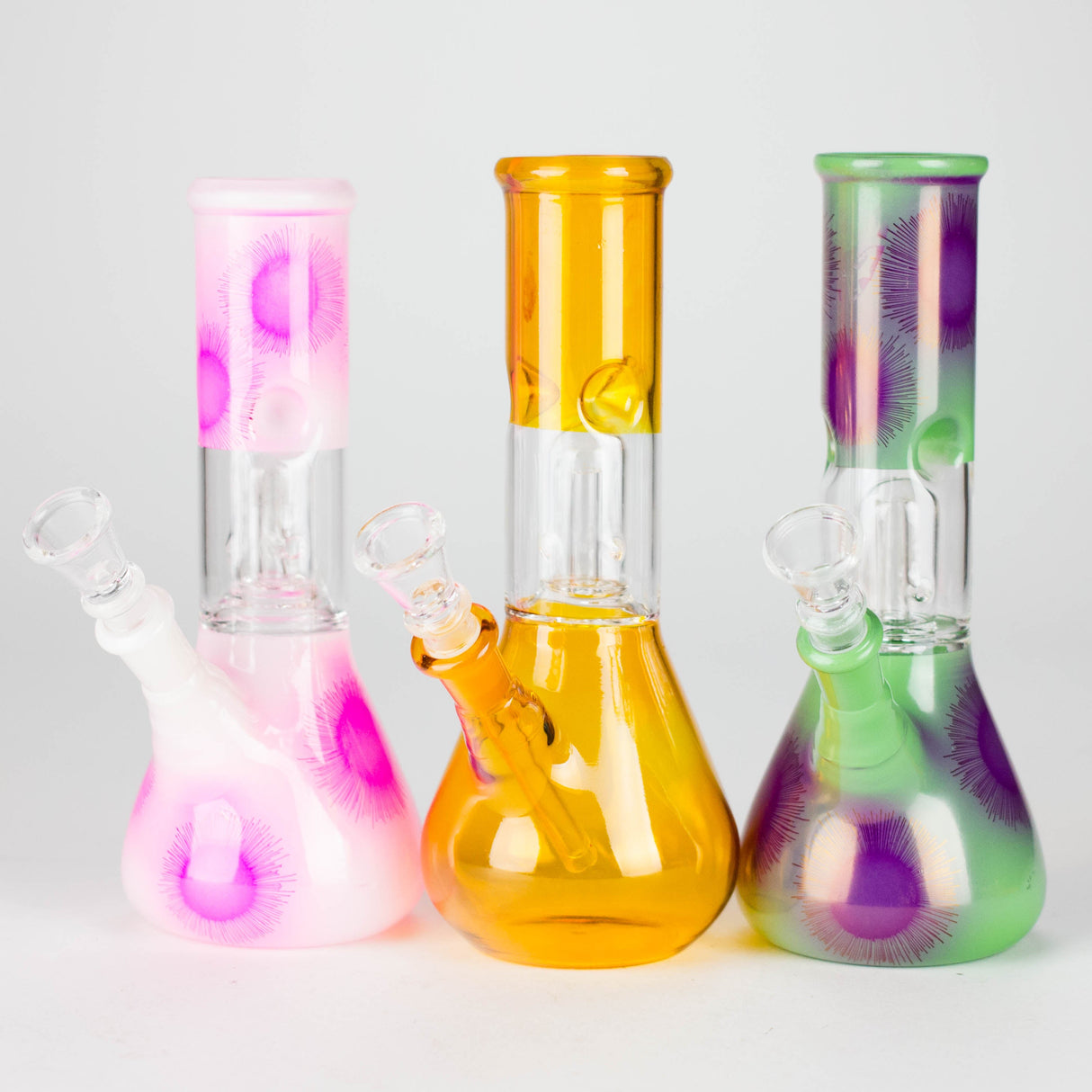 8" Dome Percolator Water Pipe – Beaker Base, Ice Catcher, Assorted Colors Glass Bong RMG WHOLESALE