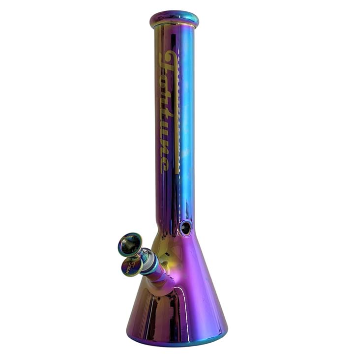 Fortune | 14" 4mm Electroplate Glass Bong- Assorted Colour Glass Bong Fortune