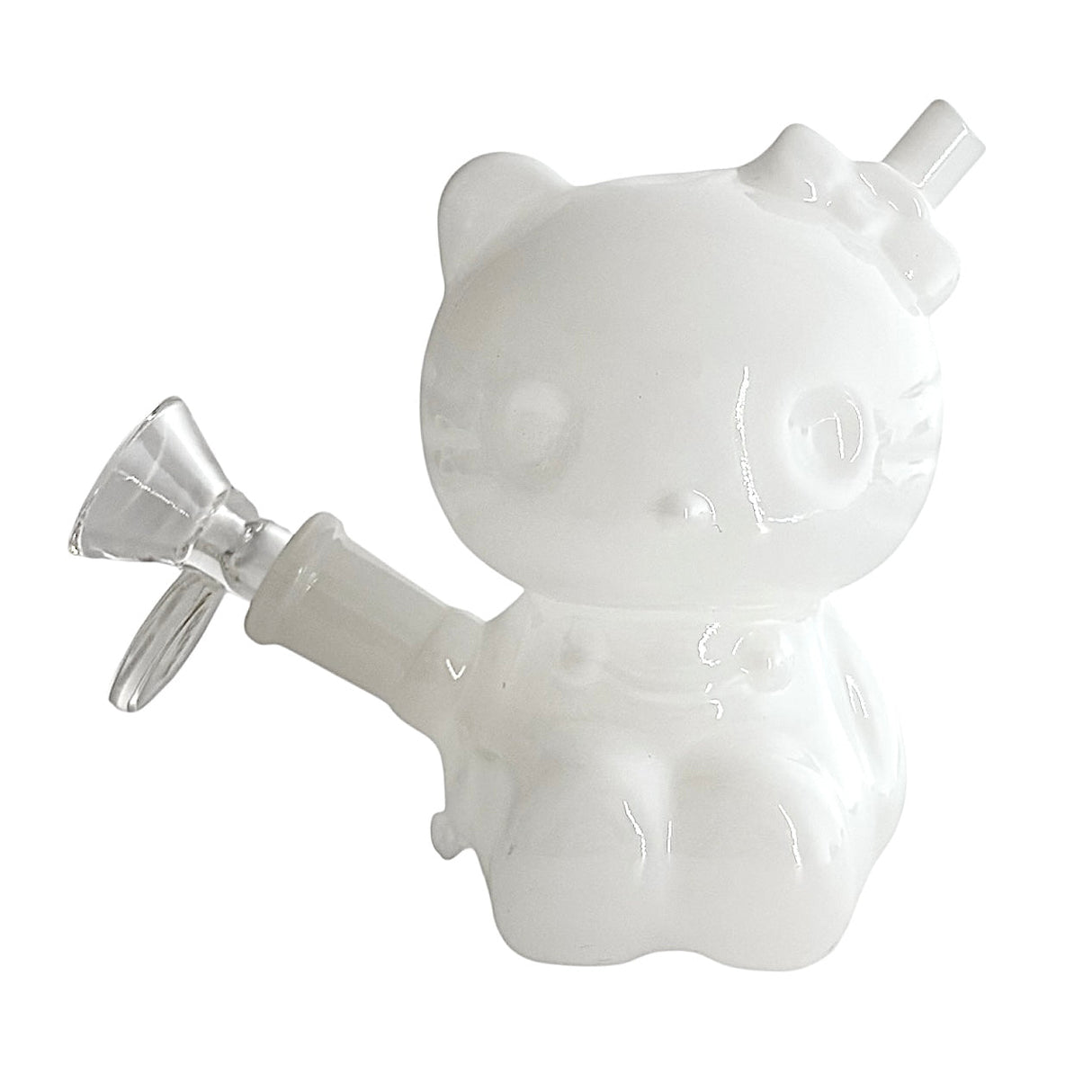 4-1/2" Bear Design Glass Bong Glass Bong Fortune White