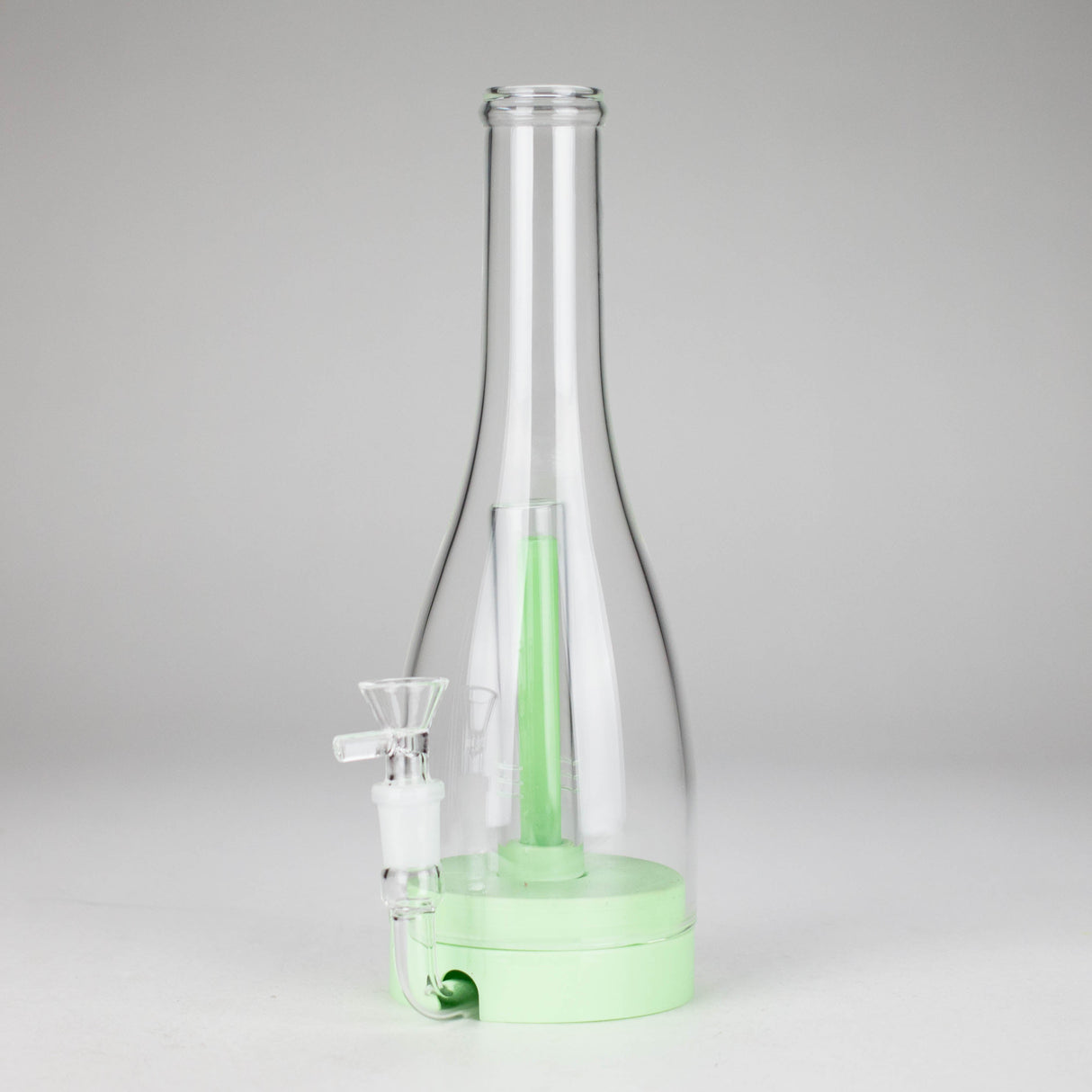 12" Easy-Clean Bird Bong – Removable Percolator | 14mm Bowl Joint Glass Bong 777 Smoke Green