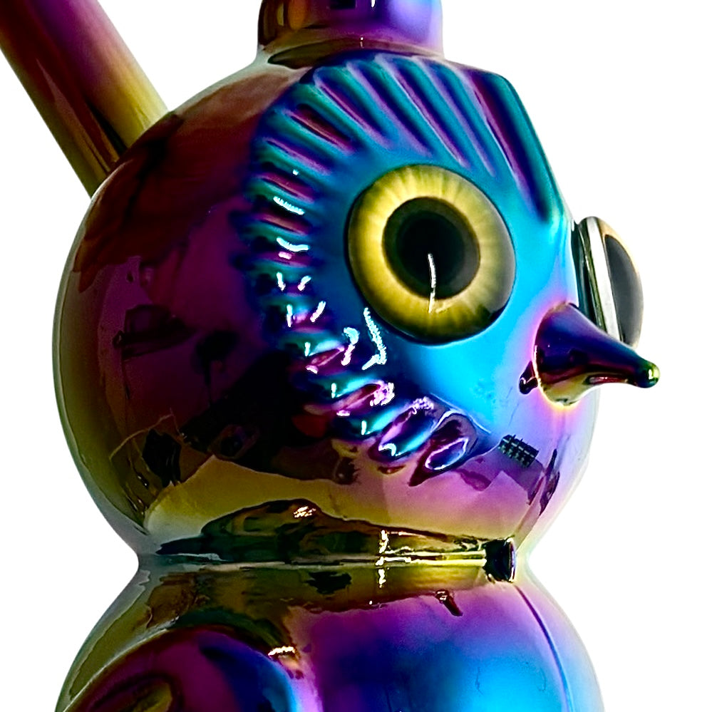 5.5" Owl Design Electroplate Glass Bong – Compact & Stemless Glass Bong Fortune