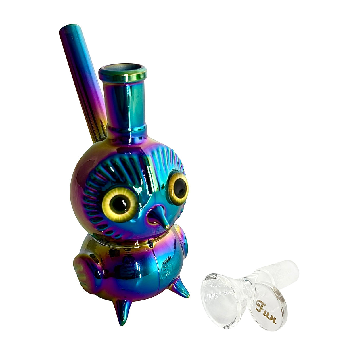 5.5" Owl Design Electroplate Glass Bong – Compact & Stemless Glass Bong Fortune