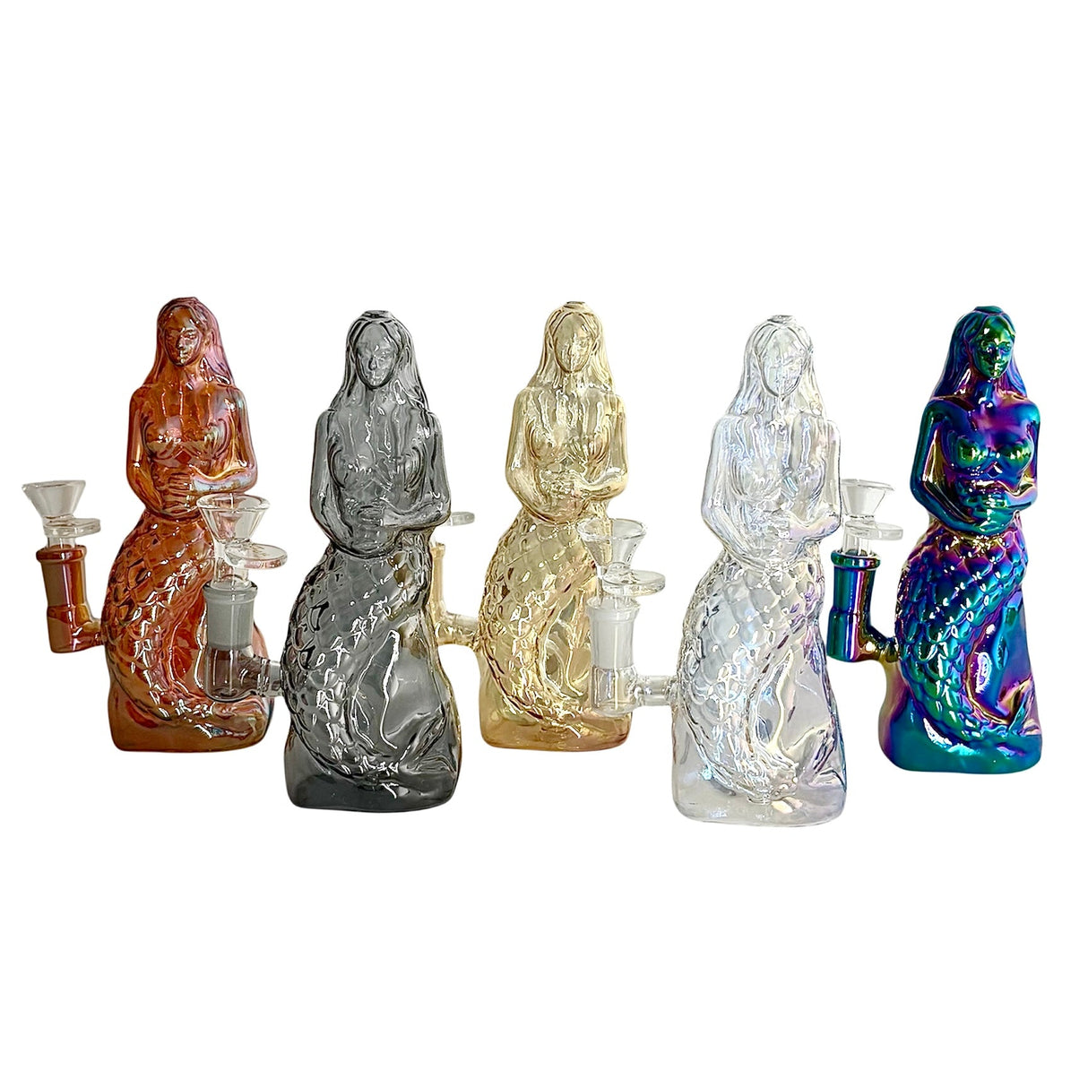 7" Mermaid Design Electroplate Glass Bong – Compact & Stemless Glass Bong Fortune