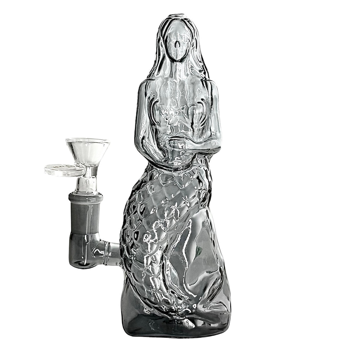 7" Mermaid Design Electroplate Glass Bong – Compact & Stemless Glass Bong Fortune Grey