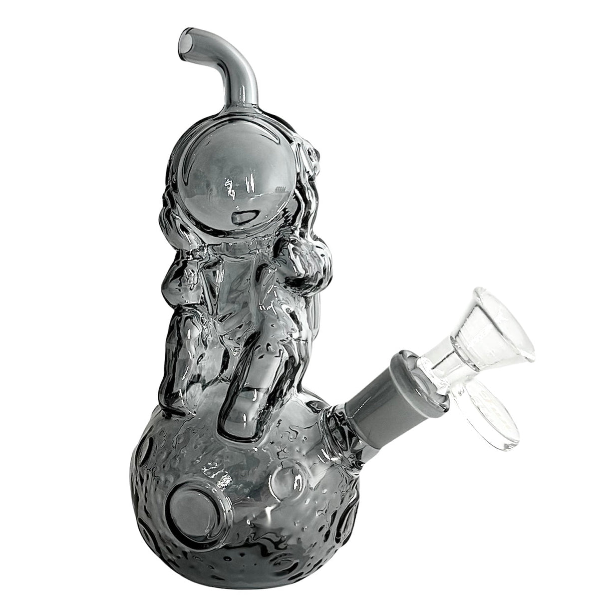 6" Astronaut Design Electroplate Glass Bong – Compact & Stemless Glass Bong Fortune Grey