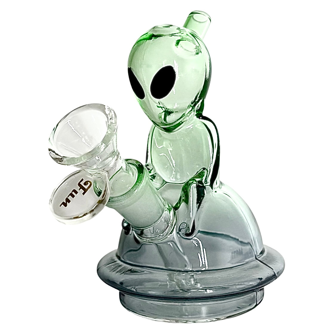 5" Alien Design Glass Bong – Compact & Stemless Glass Bong Fortune Green+Grey