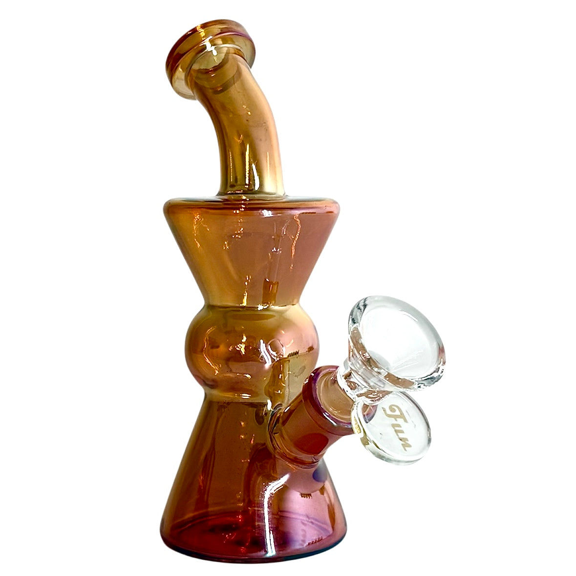 6" Hourglass Electroplate Glass Bong – Compact & Stemless Glass Bong Fortune Brown