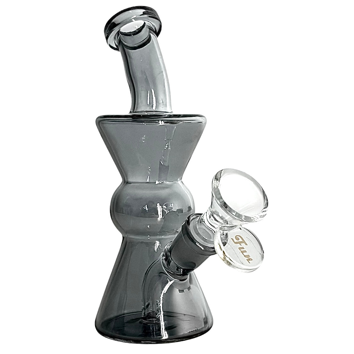 6" Hourglass Electroplate Glass Bong – Compact & Stemless Glass Bong Fortune Grey