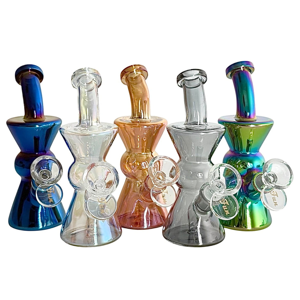 6" Hourglass Electroplate Glass Bong – Compact & Stemless Glass Bong Fortune