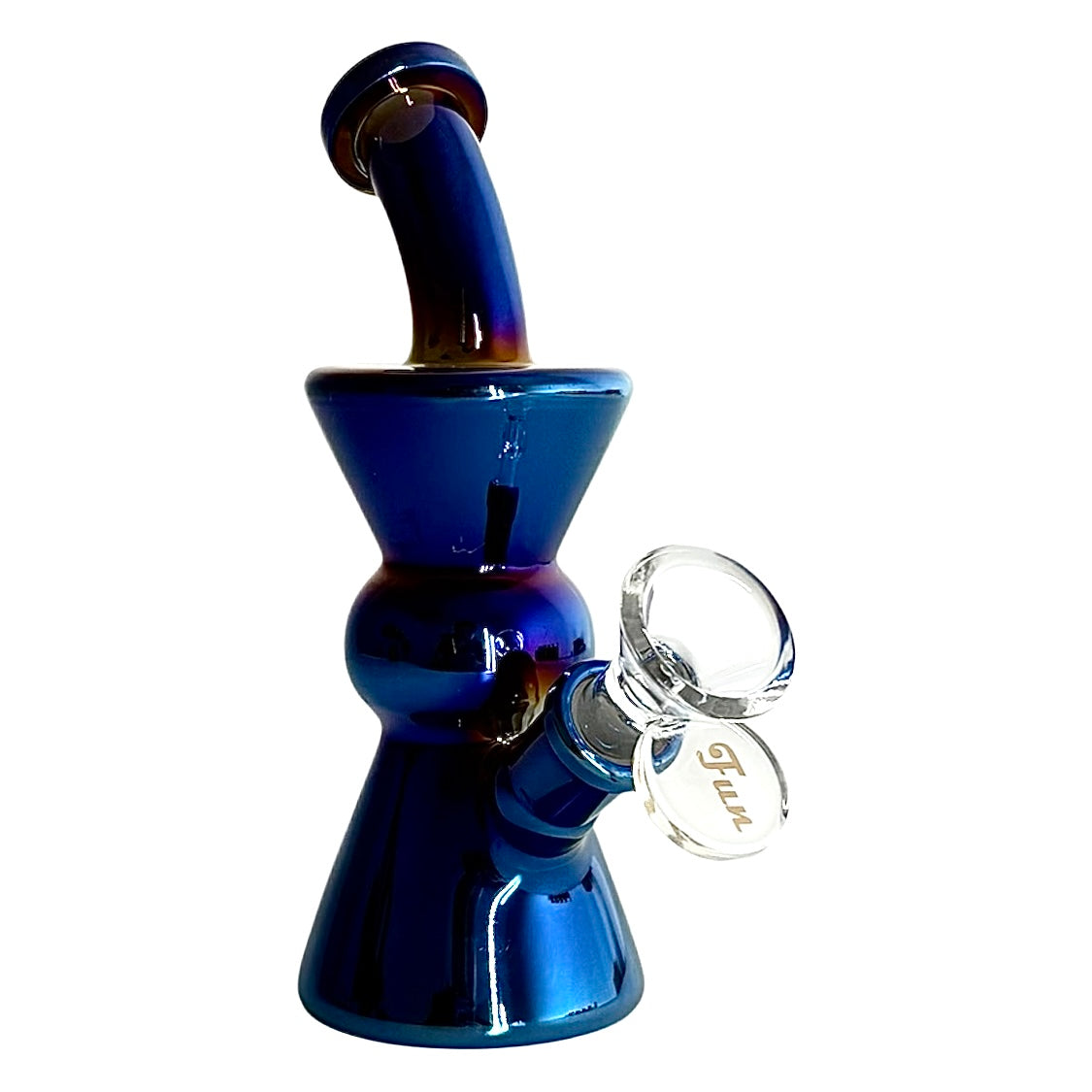 6" Hourglass Electroplate Glass Bong – Compact & Stemless Glass Bong Fortune Blue