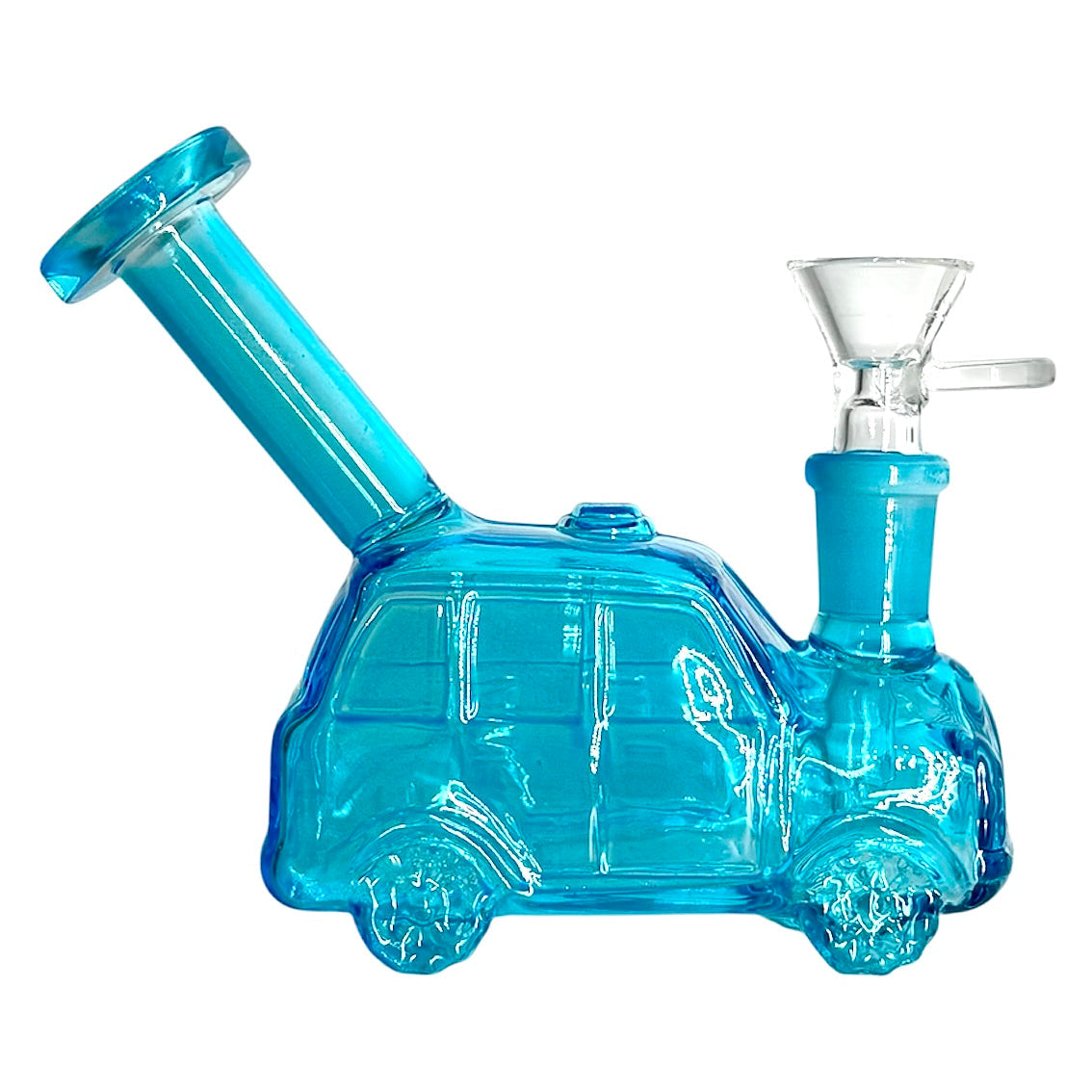 4-1/2" Car Shape Glass Bong – Compact & Stemless Glass Bong Fortune Blue