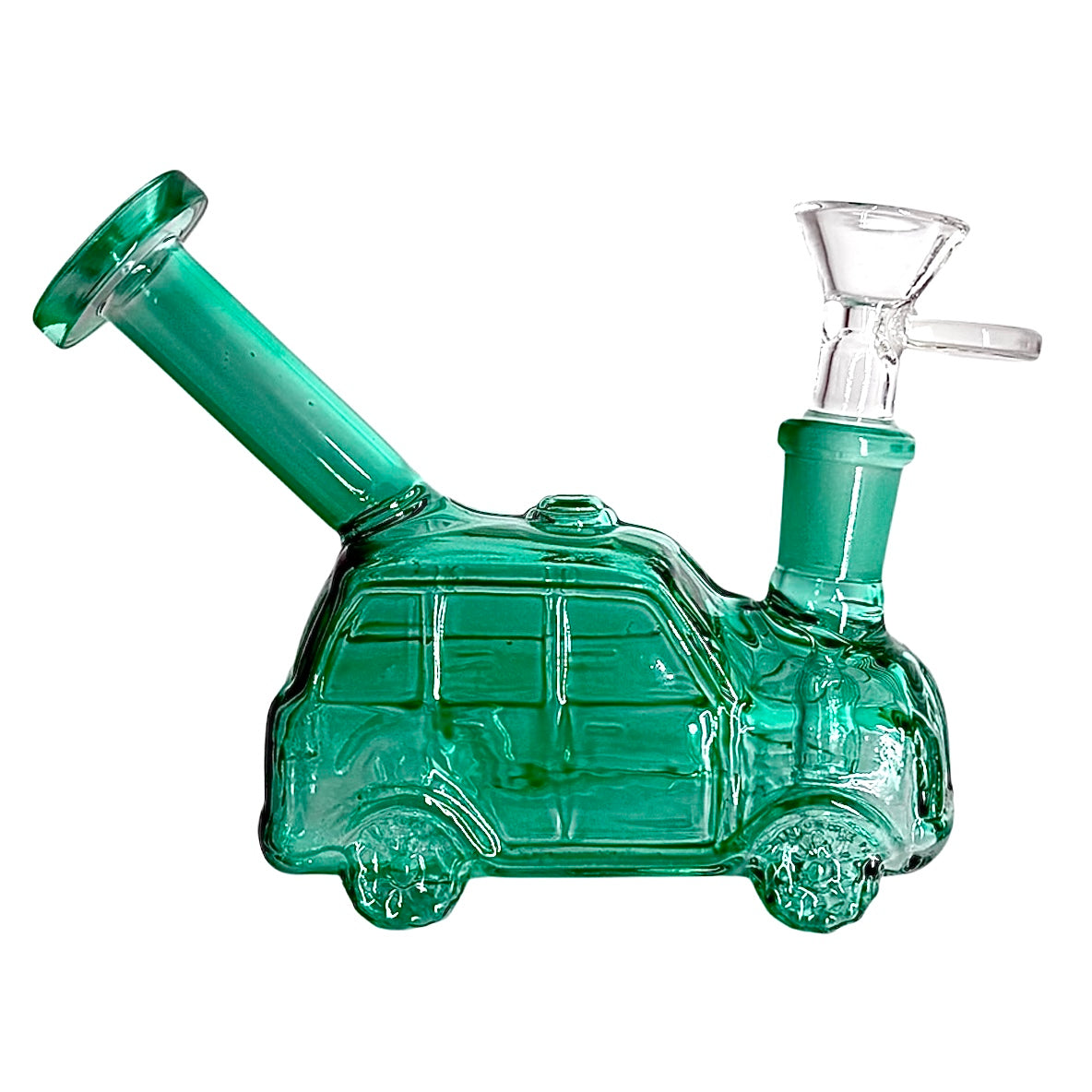 4-1/2" Car Shape Glass Bong – Compact & Stemless Glass Bong Fortune Teal
