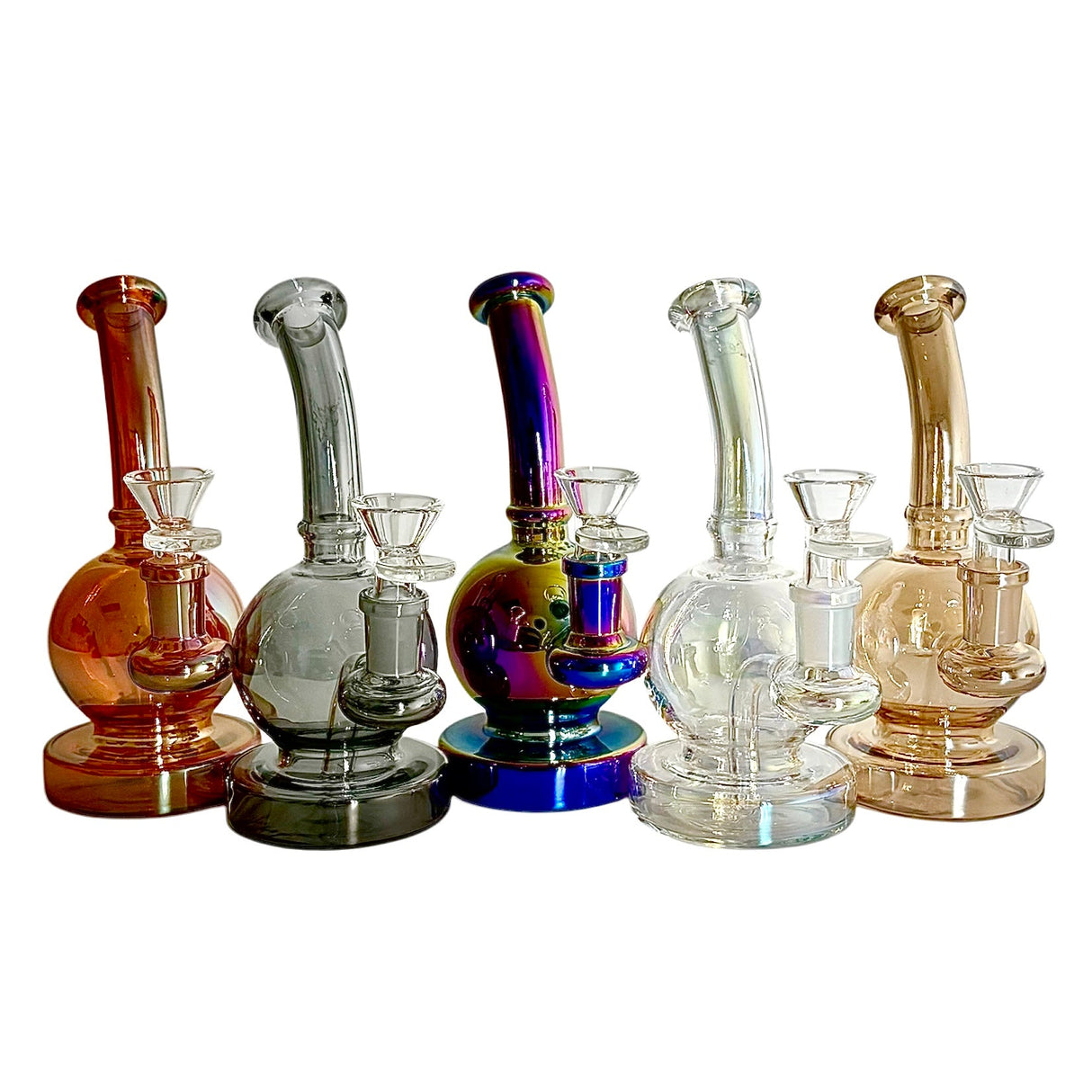 Fortune | 6-3/4" Ball Shape Electroplate Glass Bong – Compact & Stemless Glass Bong Fortune