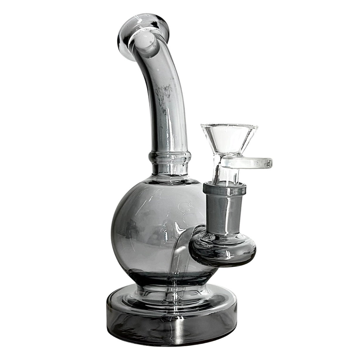 Fortune | 6-3/4" Ball Shape Electroplate Glass Bong – Compact & Stemless Glass Bong Fortune Grey