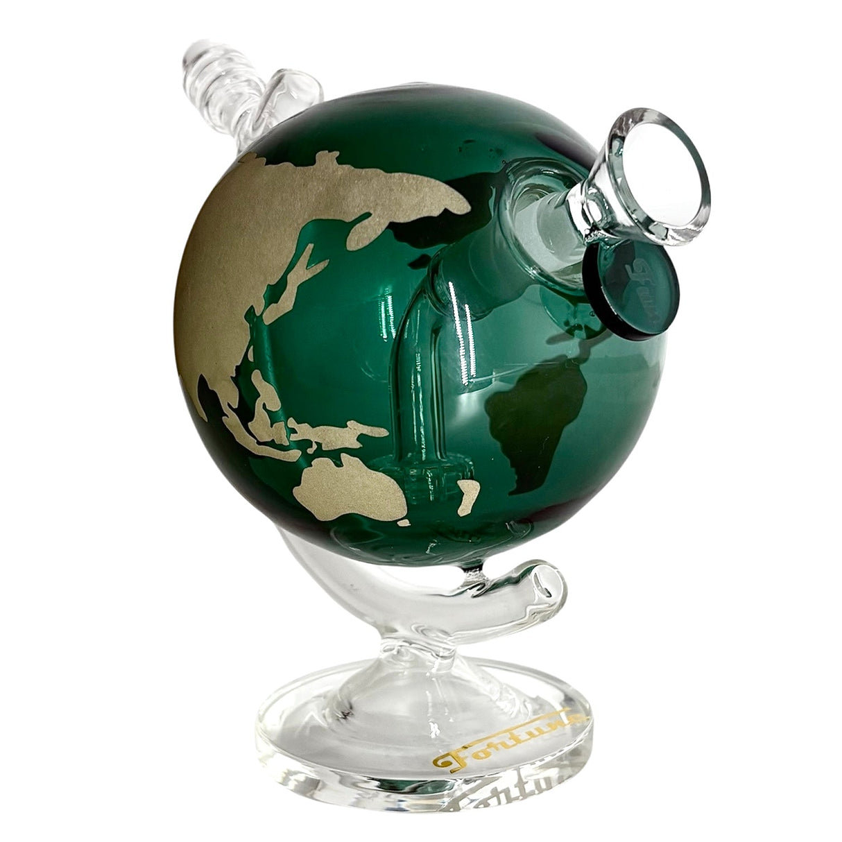 7-1/2" Globe-Shaped Glass Bong Glass Bong Fortune Lake Green