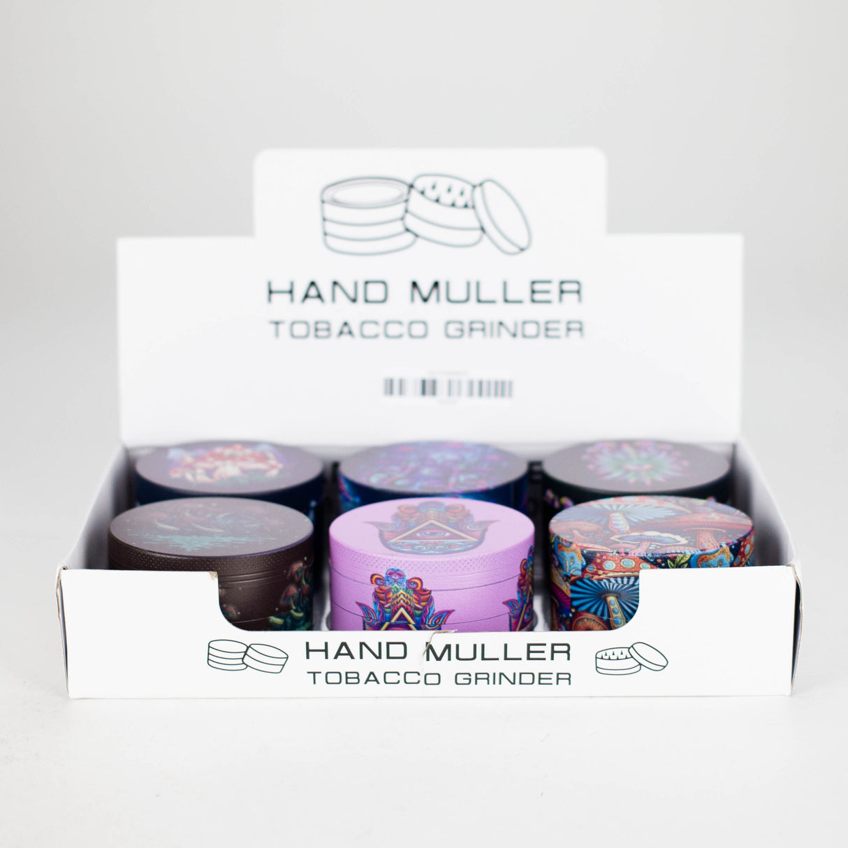 2.5" 4-Layer Metal Herb Grinder with Magic Mushroom Design – Box of 6 Display Pack 777 Smoke