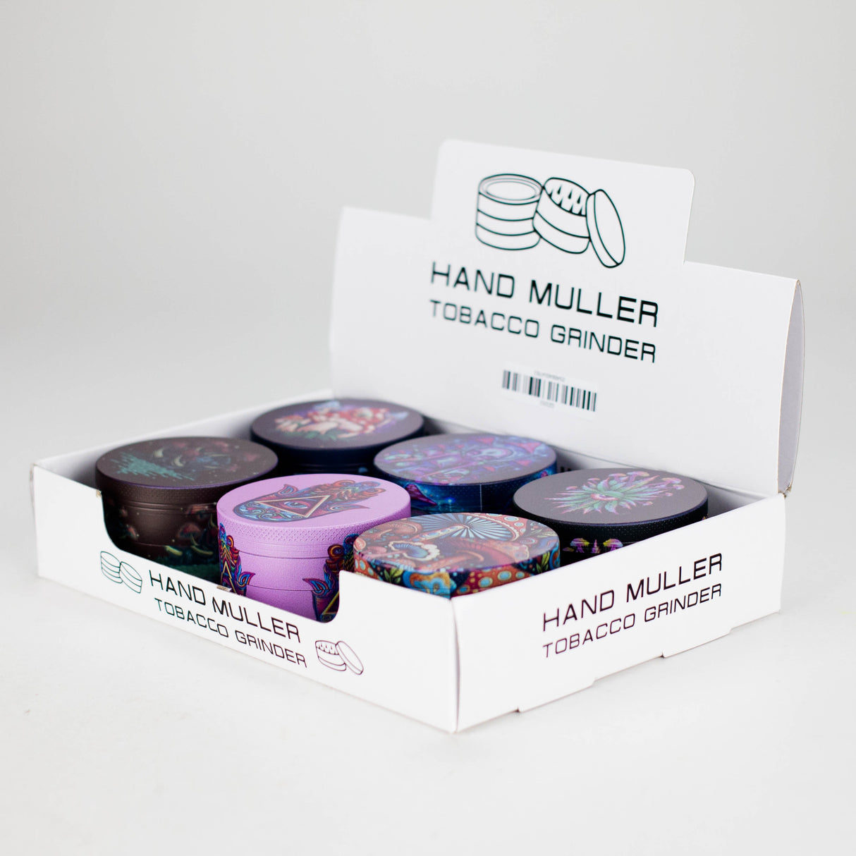 2.5" 4-Layer Metal Herb Grinder with Magic Mushroom Design – Box of 6 Display Pack 777 Smoke