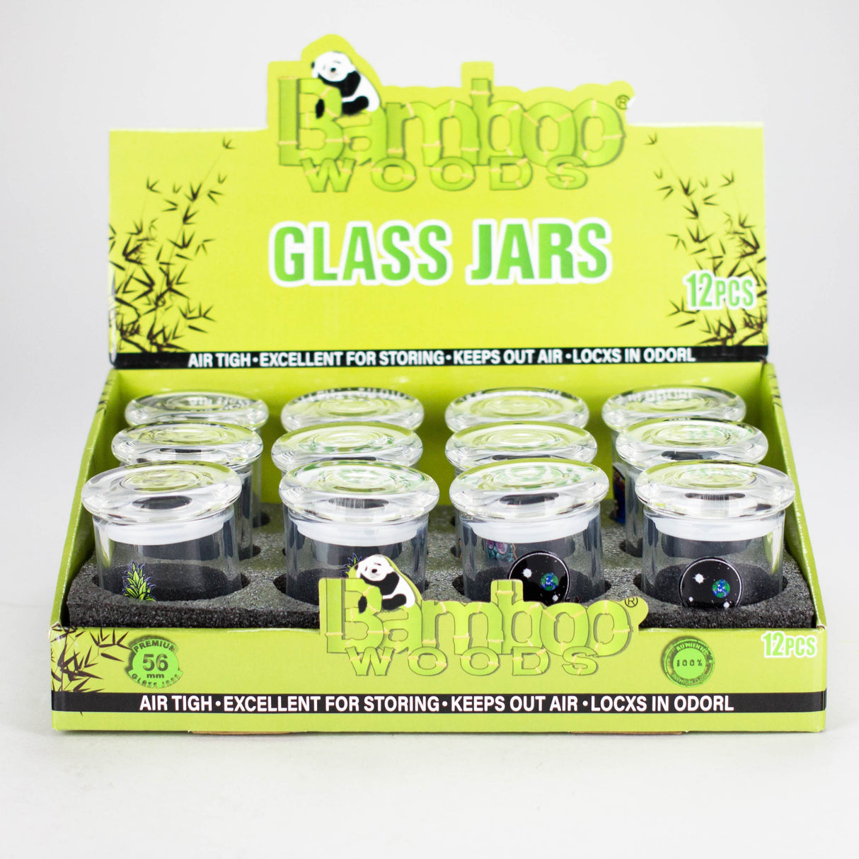 56mm Airtight Glass Storage Jar – Box of 12 Jar 777 Smoke