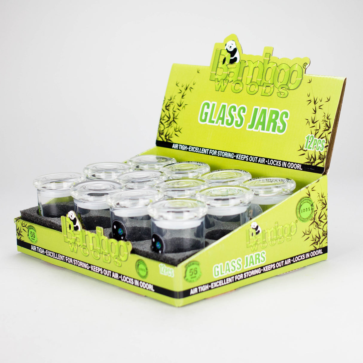 56mm Airtight Glass Storage Jar – Box of 12 Jar 777 Smoke