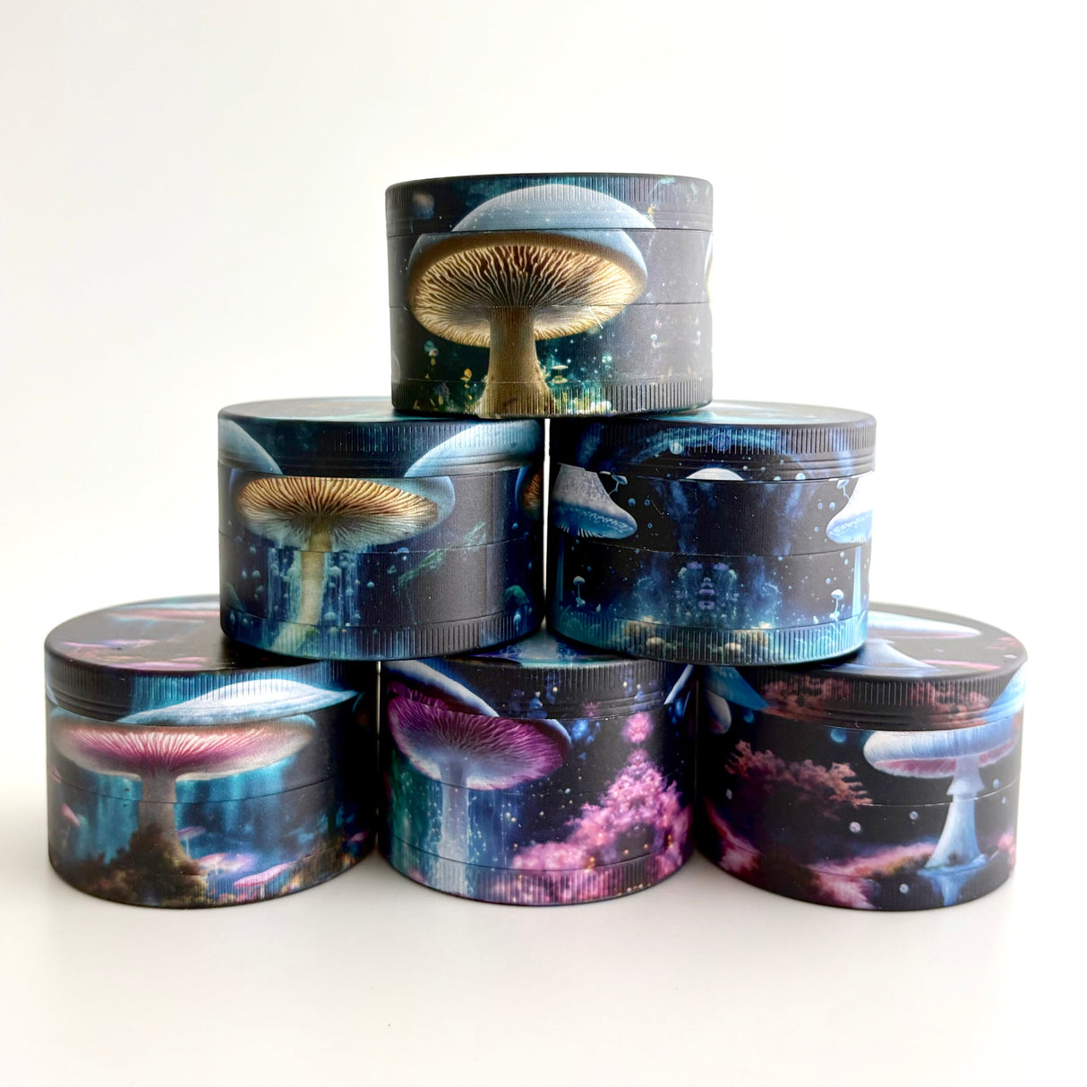 Ghost Mushrooms Design Grinder 63*44mm 4 Parts-6CT Display Pack Super Supplys Inc