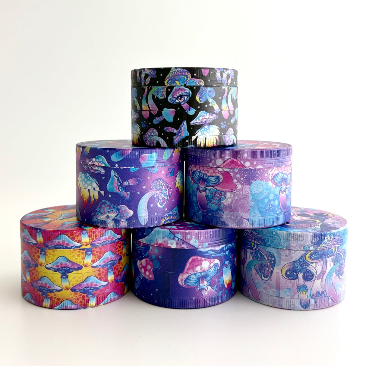 Psychedelic Mushroom Grinder 63*44mm 4 Parts-6CT Display Pack Super Supplys Inc