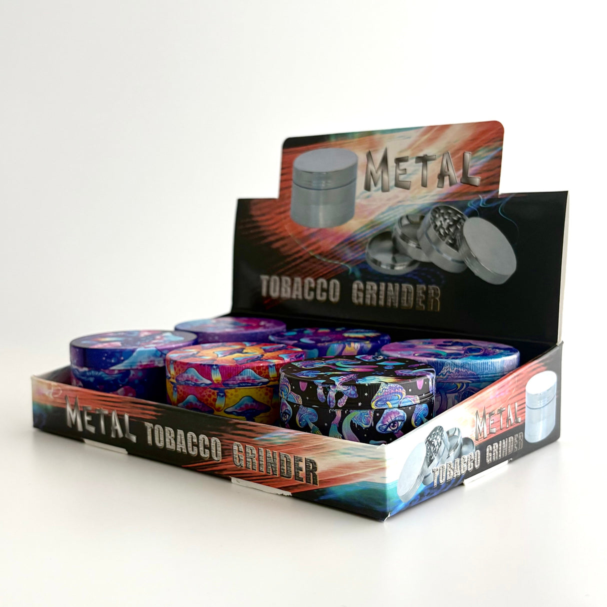 Psychedelic Mushroom Grinder 63*44mm 4 Parts-6CT Display Pack Super Supplys Inc