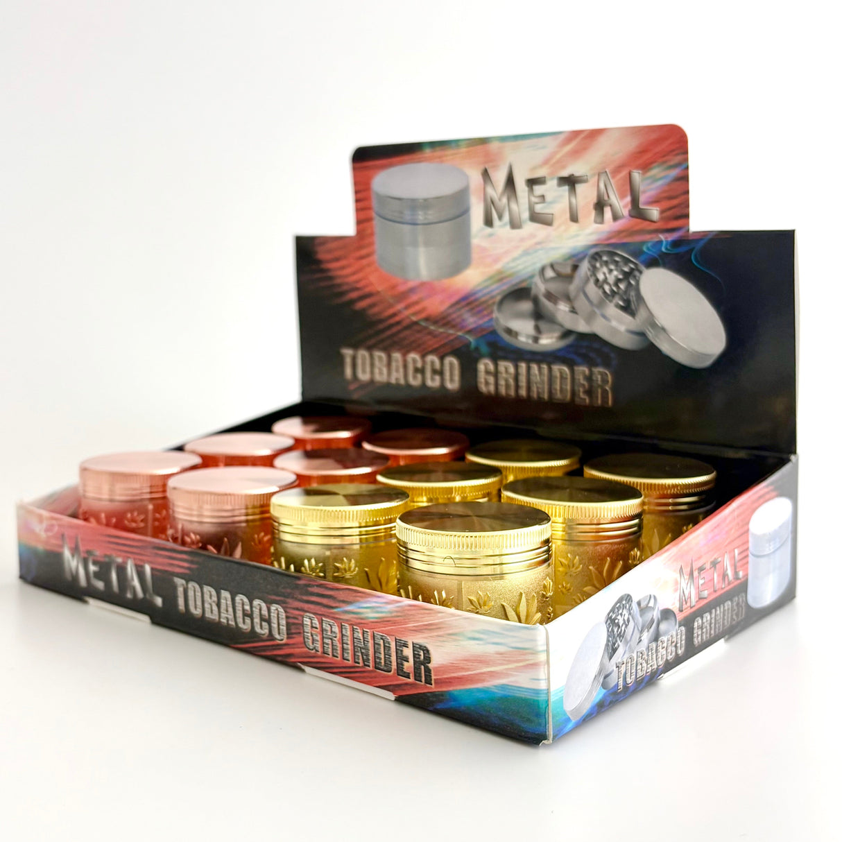 Leaf Engraving Design Grinder 40*39mm 4 Parts-12CT Display Pack Super Supplys Inc