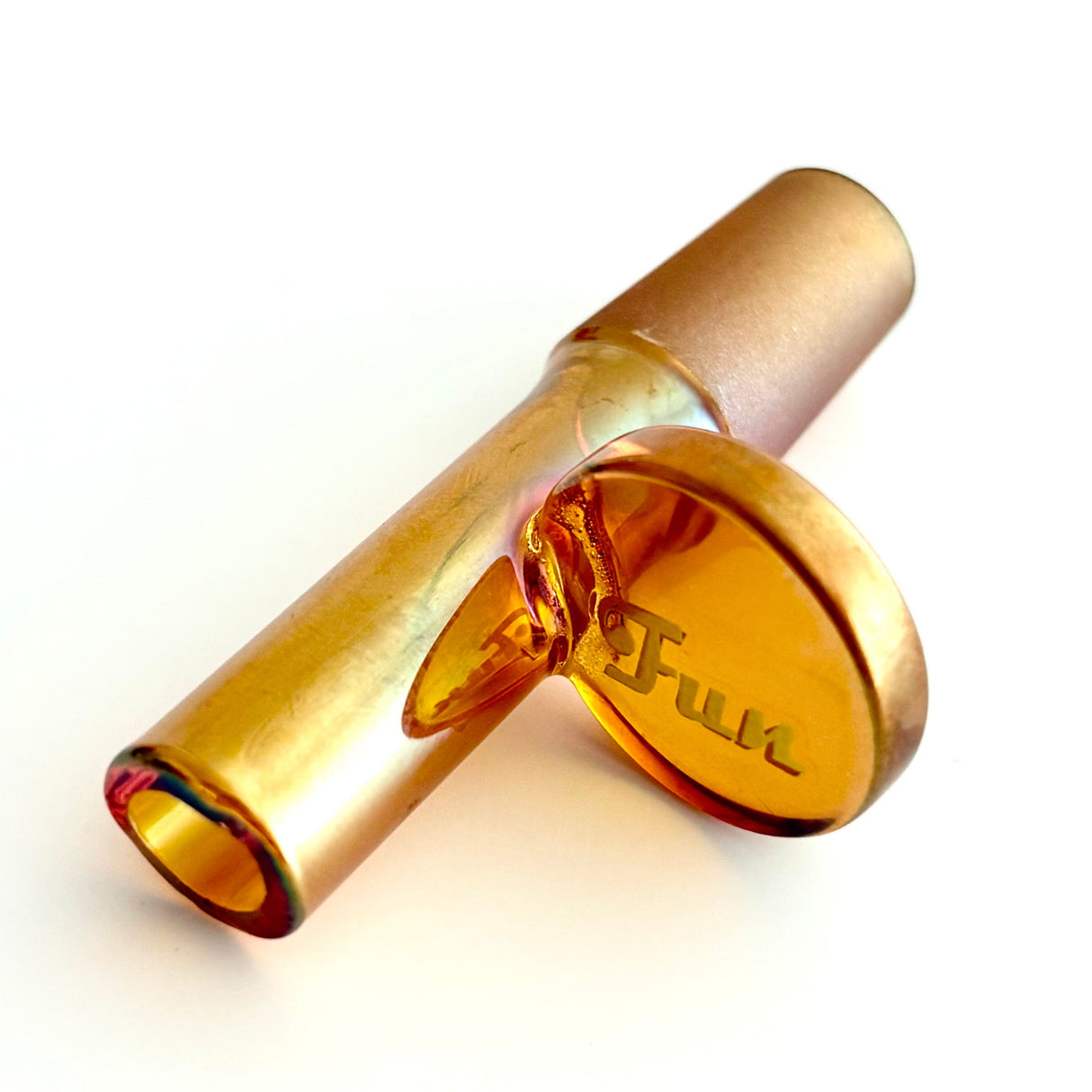 Fortune | Electroplate 14mm Glass Popper Bowl With Gold Logo Bowl · Banger · Oil Burner Fortune Amber Orange