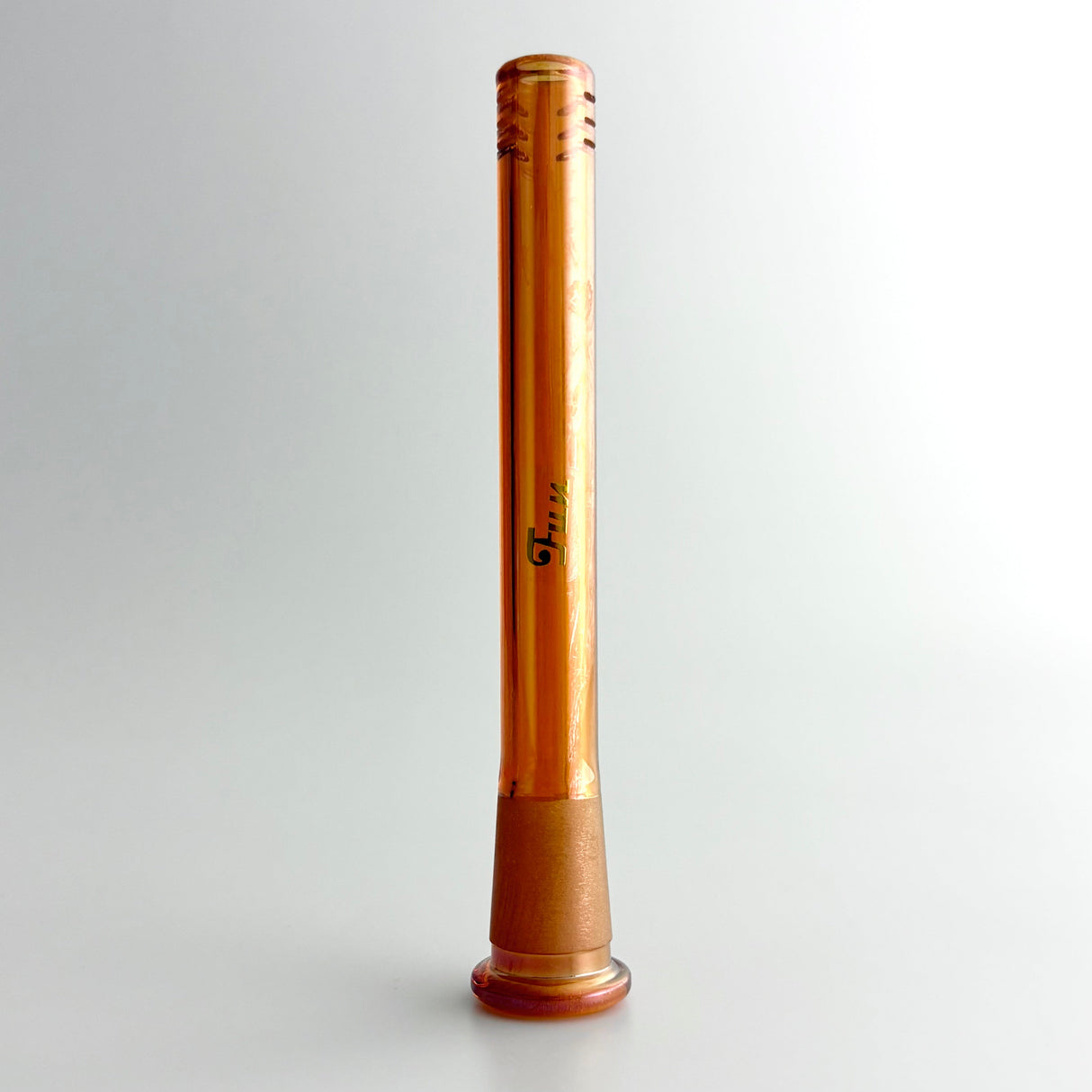 Fortune | Electroplate 5-1/2" Downstem With Gold Logo Downstem · Bowlstem Fortune Amber Orange (A)