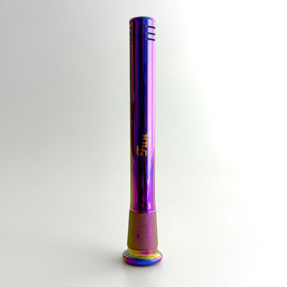 Fortune | Electroplate 5-1/2" Downstem With Gold Logo Downstem · Bowlstem Fortune Iridescent Purple (D)
