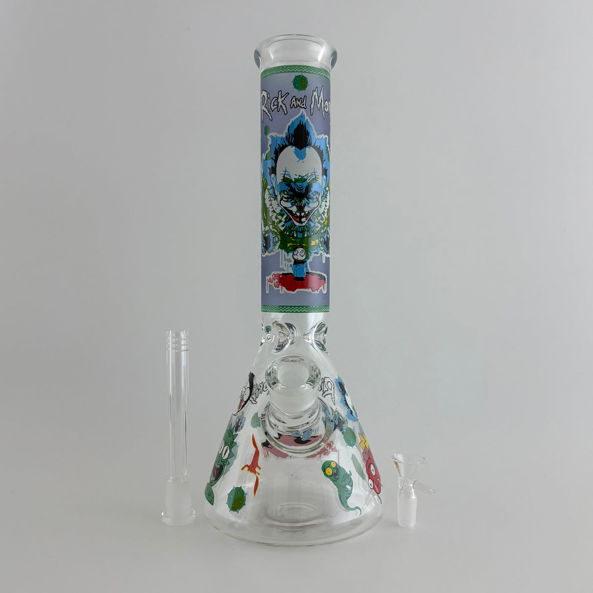 14" Glow in the Dark Cartoon Beaker Bong – 7mm Thick Borosilicate Glass Glass Bong Super Supplys Inc