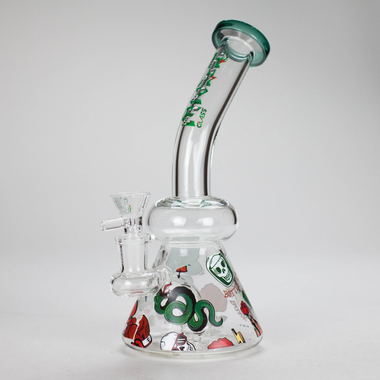 Haze | 8.5″ ROCK’N’ROLL Glass Rig – Teal (Mini-L) Glass Bong Canadian Distributor