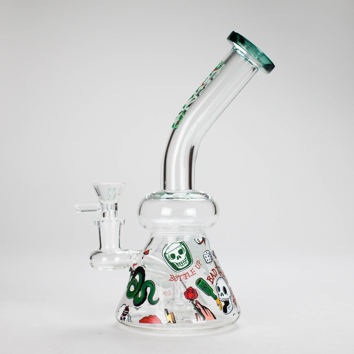 Haze | 8.5″ ROCK’N’ROLL Glass Rig – Teal (Mini-L) Glass Bong Canadian Distributor