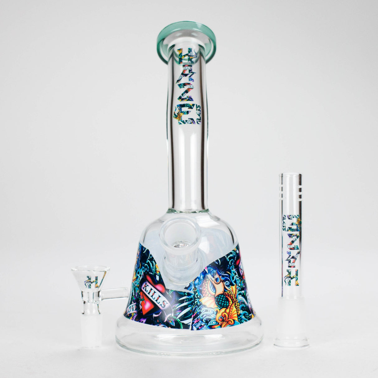 Haze | 8″ Kills Glass Bong – Teal (Mini-N) Glass Bong Canadian Distributor