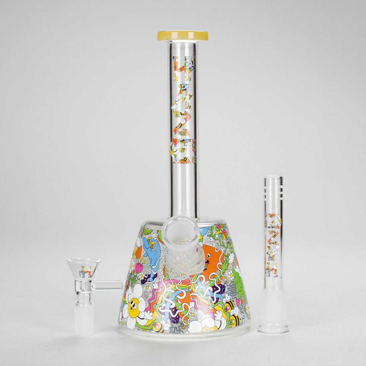 Haze | 9″ Lab Flower Beaker Glass Bong – Jade Yellow (Mini-Q) Glass Bong Canadian Distributor